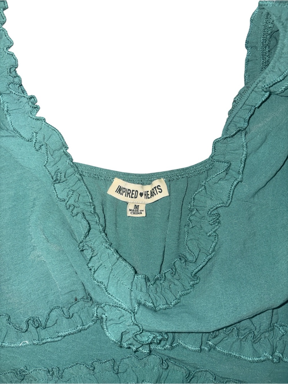 Inspired Hearts Teal Ruffle Mini Dress - Picture 4 of 4